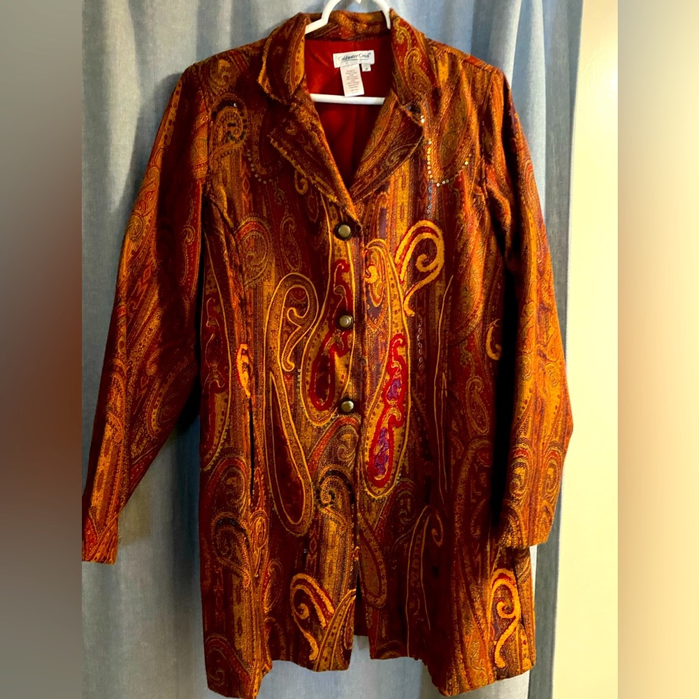 COLDWATER Creek Women’s Rich Paisley Long Blazer